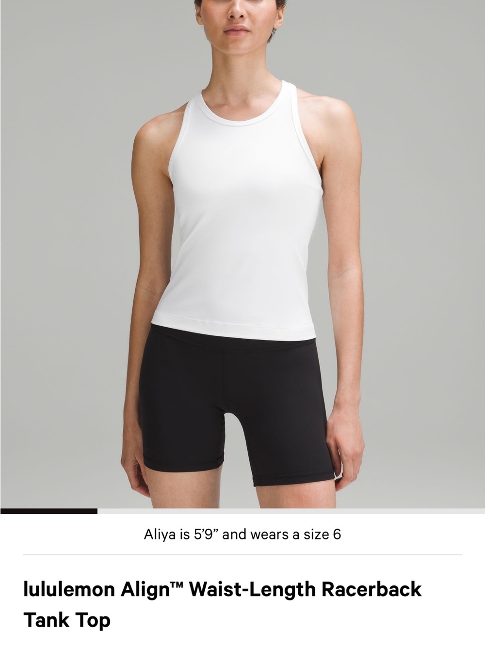 lululemon Align™ Waist-Length Racerback Tank Top - White